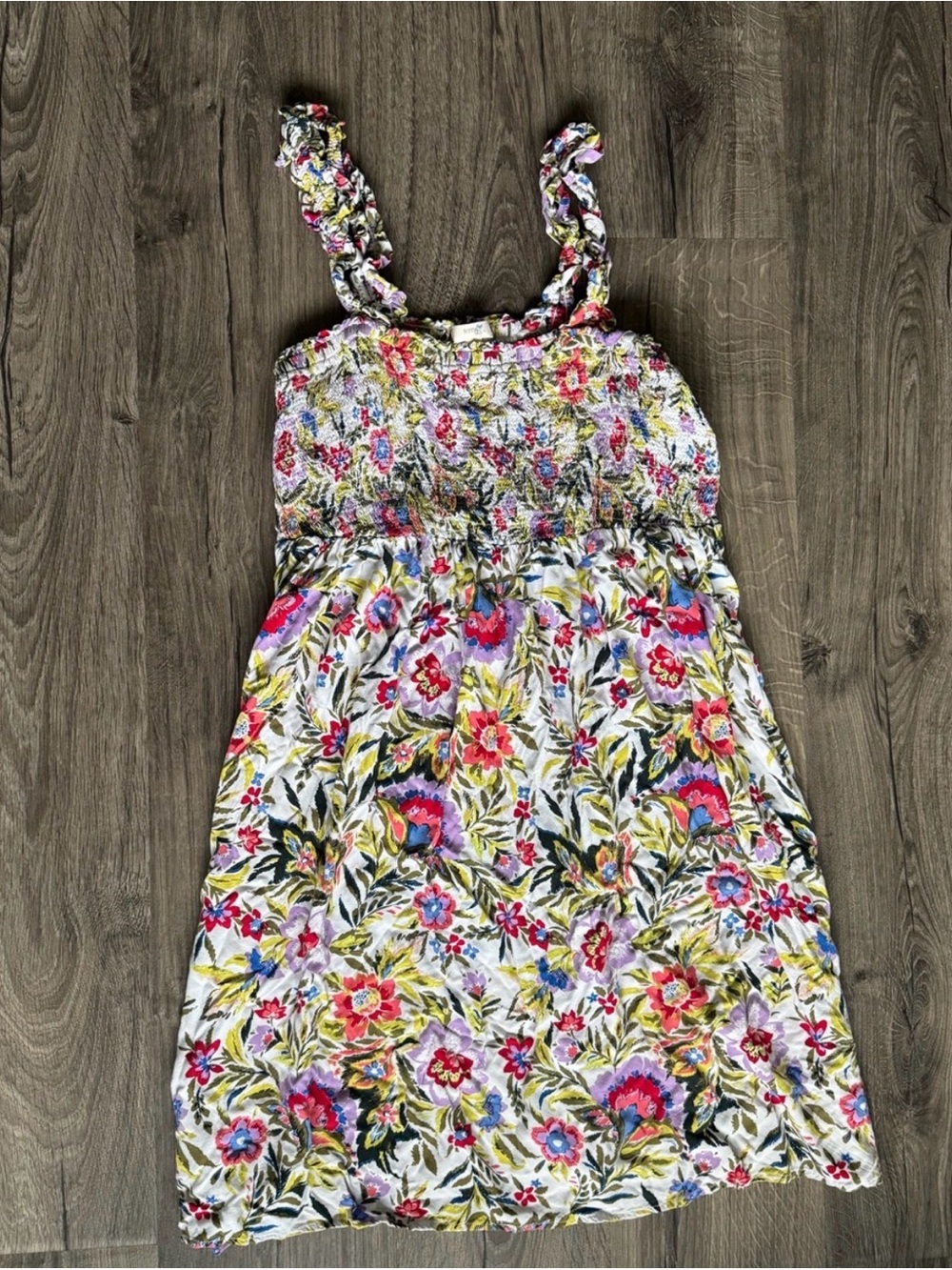Terra & Sky Boho Foral Smocked Mini Dress